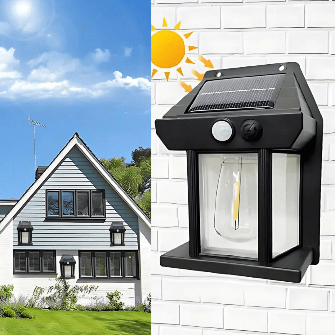 Foco Solar Vintage con 1 Ampolleta Color Negro