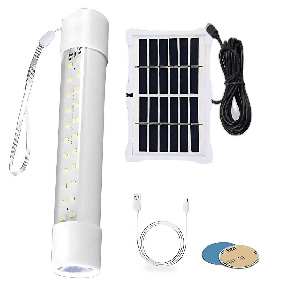 Lámpara de Emergencia Solar y a Corriente Recargable de 17 Cms.