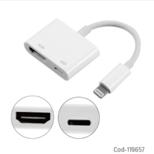 Cable Adaptador Lightning A HDMI Hembra + Puerto De Carga