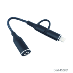 Cable Adaptador 2 En 1 Type-C A, Lightning A Jack 3.5 MM Hembra Modelo SX-90 Soga.